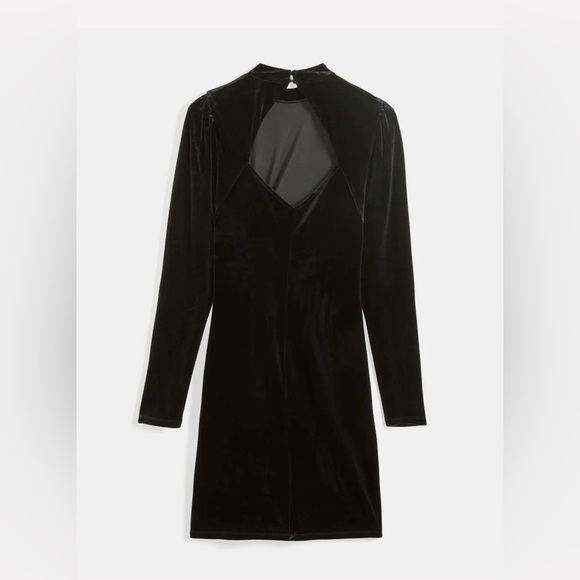 NWT Thyme Maternity Black Velvet Bodycon Open-Back Long Sleeve Dress. Size S - Picture 2 of 12